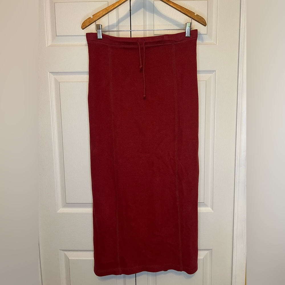 Tommy Bahama Pink Ribbed Cotton Drawstring Midi Skirt Size S